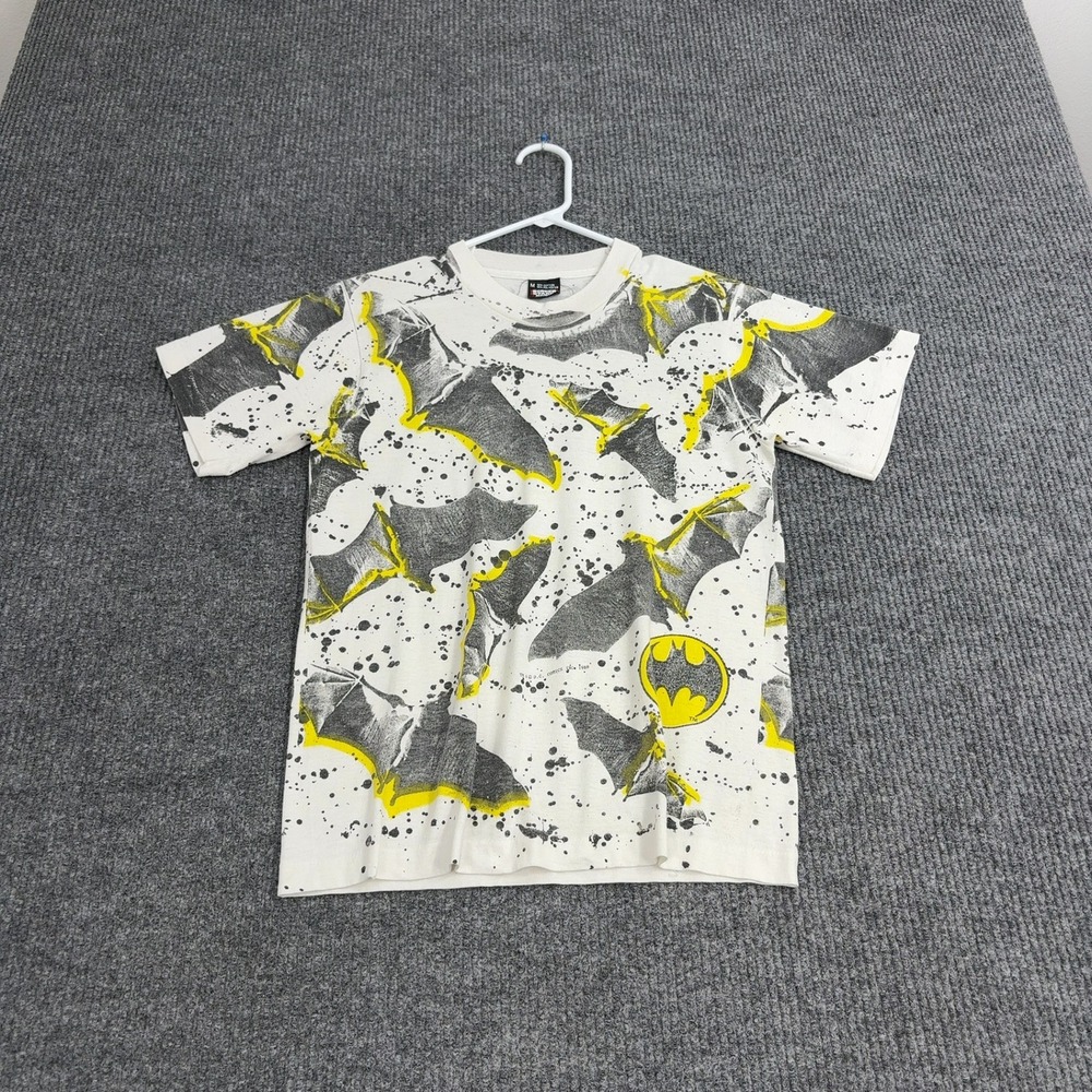 Vintage Batman Screen Stars T Shirt Mens M White All Over Print 1988 Retro Style